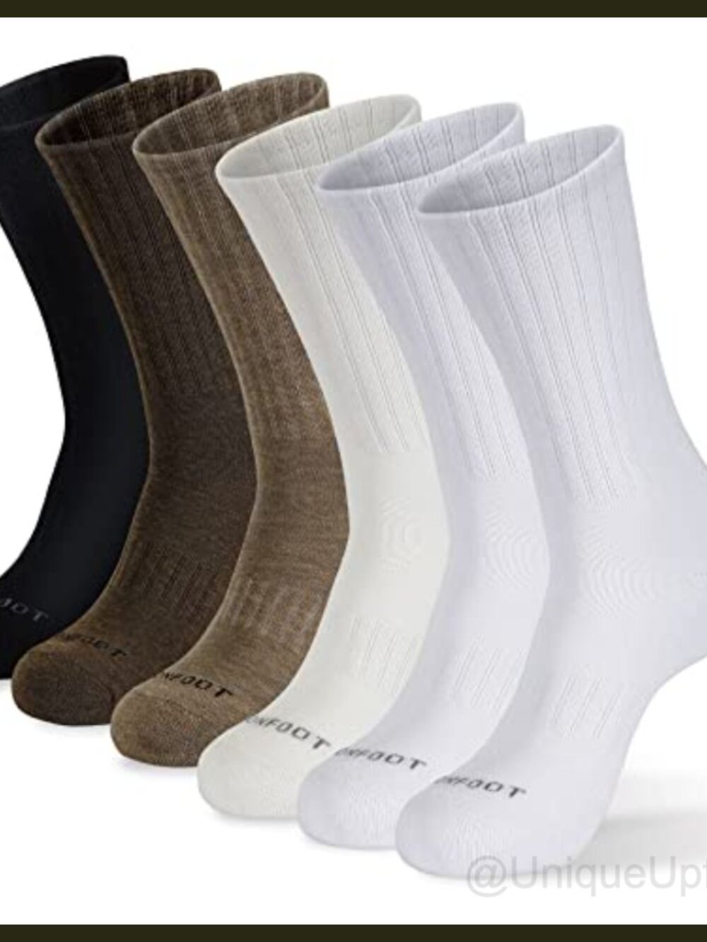 6 Pairs Cotton Crew Socks Moisture-Wicking Cushion Support